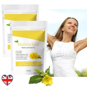Mullein Leaf Tea Bags Herbal Lung Cleansing Breathing Cough Relieve Tea 20 Bags - Picture 1 of 15