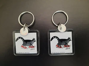 Kliban Cat Key Chain Acrylic Sneakers Vintage Set Of 2 - Picture 1 of 1