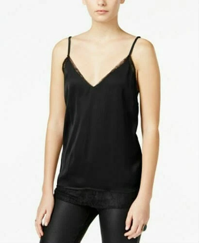 Camisola de encaje Bar Iii aspecto en capas ~ L ~ negra profunda ~ nueva con etiquetas ~ venta al por menor $59 Foto 1 de 1