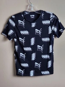 Puma All Over Print Tee Boys Medium Size 10-12 T-Shirt Graphic Black White - Picture 1 of 7