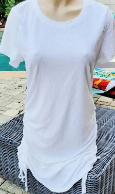 Victorias Secret ROSA L Vestido Encubrimiento Felpa Algodón Francés Crucero Blanco Largo Foto 1 de 4