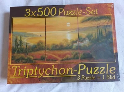 Triptychon- Puzzle 3x 500 Puzzle= 1 Bild, ( Toskana Bucht ), Neu - Bild 1 von 3