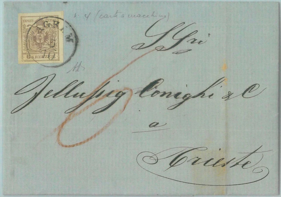 83464 - AUSTRIA Croatia - POSTAL HISTORY - COVER from AGGAM to TRIESTE 1857 - Image 1 of 1