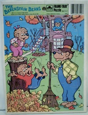Vintage Golden Berenstain Bears Autumn Leaves Frame Tray Puzzle 12 Pieces 1982 - Image 1 of 4