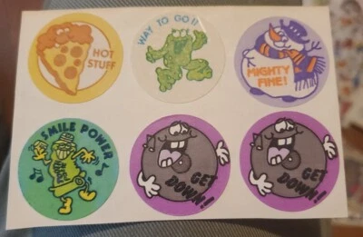 Scratch And Sniff 复古贴纸 X 6 Pickle 香草比萨牙膏黑色... — 第 1/4 张图片