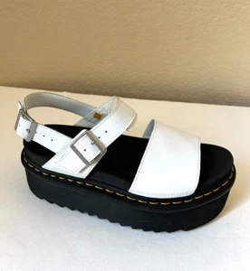 Sandalias Dr Martens Voss Plataforma Cuádruple Para Mujer 9 Cuero Blanco Tirantes $130 NUEVAS - Imagen 1 de 7