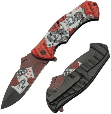 Cuchillo Plegable Asistido Linerlock Cuatro Tarjetas Hoja de Acero Inoxidable 4" Mango ABS Foto 1 de 3