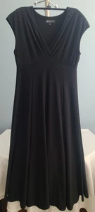 New JONES NEW YORK  Women's  BLACK DRESS Size 14 Short Sleeve Maxi NWT - Picture 1 of 11