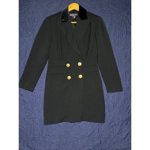 Ralph Lauren Black Wool Blazer Dress Velvet Collar Gold Buttons Purple Label - Picture 1 of 9