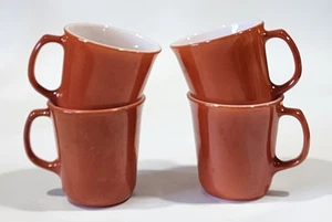 Vintage Pyrex Burnt Orange Cinnamon Rust Coffee Mugs Corning Set of 4 AA - Picture 1 of 14