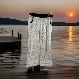 Victoria Secrets  Woman sleep pants Front Packets Sz M Champagne glass print - Picture 1 of 11