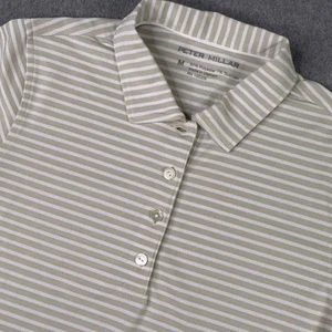 NEW Peter Millar Golf Polo Shirt Women's M Striped Performance Polo Beige White - Picture 1 of 9