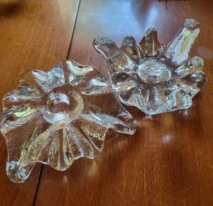 2 VTG Blenko Art Glass Ice Floe Tri-Footed Candle Holder "SET" Don Shepherd - Picture 1 of 7