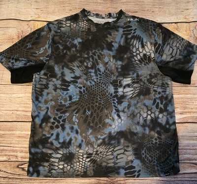 Camisa polo masculina de pesca Huk XL azul cinza camuflagem ao ar livre ativa leve - Imagem 1 de 4