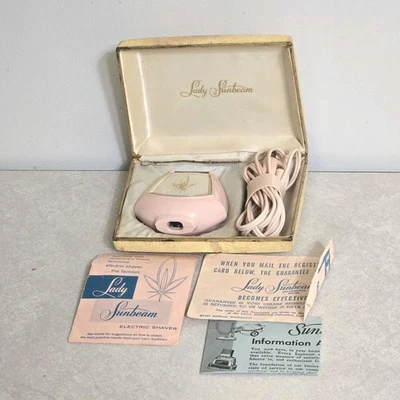 Maquinilla de afeitar eléctrica rosa para mujer Lady Sunbeam de colección con estuche caja Foto 1 de 4