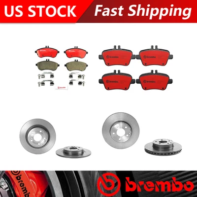 Fits 2015 Mercedes-Benz SLK250 Front Rear Kit Brake Rotors & Ceramic Pads Brembo - Image 1 of 4
