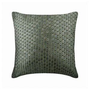 Square Sofa Pillow Cover Silver 16"x16", Bed Decor Silk Fabric - Silver Duex - Picture 1 of 3