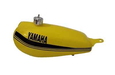 Fuel Petrol Gas Tank +Cap Yellow & Painted Steel Yamaha DT100 DT 100 Enduro 1977 - Imagem 1 de 4