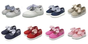 NEW Victoria Toddlers Slip On Canvas Bow Tie Cotton Lining Easy Fit Kids Shoes - Picture 1 of 52
