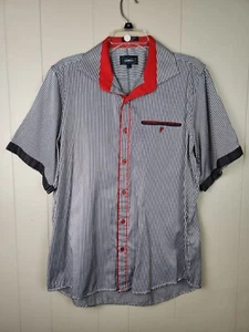 Sambuca Button Up Shirt Men's LG Black White Striped GUC - Picture 1 of 7