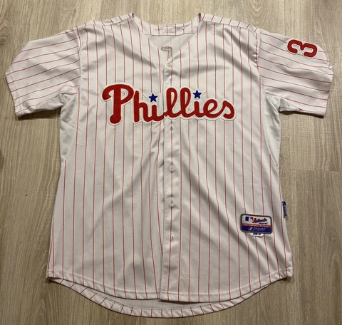 Vintage Cliff Lee Philadelphia Phillies Majestic Cool Base Sewn Jersey 52 XL Cover