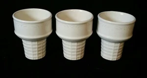 (3) Pfaltzgraff Off White Ice Cream Cone Style Cups Herb Planters Pots Flower - Picture 1 of 6