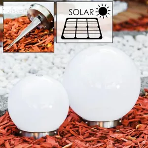 Veranda Solar Kugelleuchte Set Durchmesser 15cm & 20cm Garten Terrasse Edelstahl - Bild 1 von 8