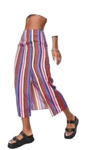 Topshop Falda Midi Multi Rayas con Split Nueva con Etiquetas EE. UU. Talla 8 - Imagen 1 de 14