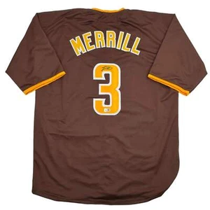 Autographed/Signed Jackson Merrill San Diego Brown Baseball Jersey Beckett COA - Picture 1 of 4