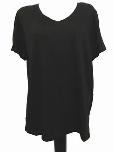 TIME AND TRU BLACK RELAXED FIT CORE V-NECK SHORT SLEEVE KNIT TEE SHIRT SZ M* - Picture 1 of 8