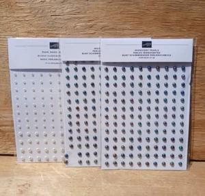 Stampin Up * IRIDESCENT PEARLS * BASIC PEARL *EMBELLISHMENTS 3 Pack NEW - Picture 1 of 5