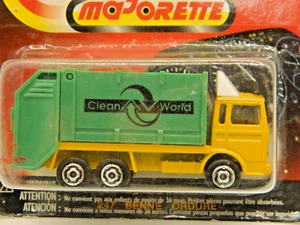 Majorette - # 247 Garbage Truck - Mint on Fair Card - Yellow & Green - 1/100 Sc - Picture 1 of 8