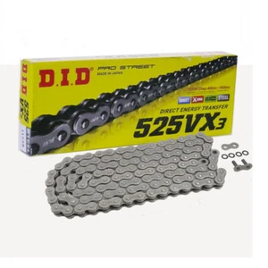 DID X Ring Motorradkette 525VX3 mit 128 Rollen offen mit Hohlnietschloss - Picture 1 of 1