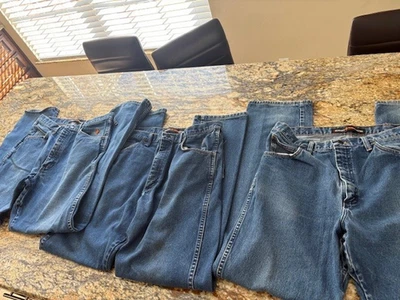 3 pares de pantalones de mezclilla azules Wrangler FR originales resistentes al fuego FR31MWZ para hombre talla 35X36 Foto 1 de 4