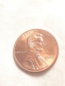 2008-P Lincoln Memorial Penny AU Red No Mint Mark Strike Thru Grease Error - Picture 1 of 20