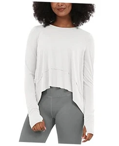 Long Sleeve Tee for Women with Thumb Hole Athletic Gym Large White-washed - Picture 1 of 7