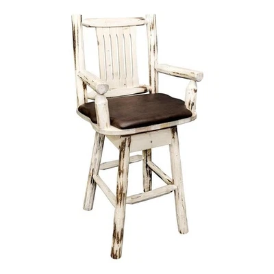Montana Woodworks 24" Handcrafted Wood Swivel Captain's Barstool in Natural - Image 1 of 4