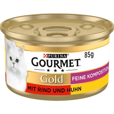 Gold Feine Komposition Katzenfutter nass mit Rind und Huhn 12er Pack 12 x 85g - Bild 1 von 4