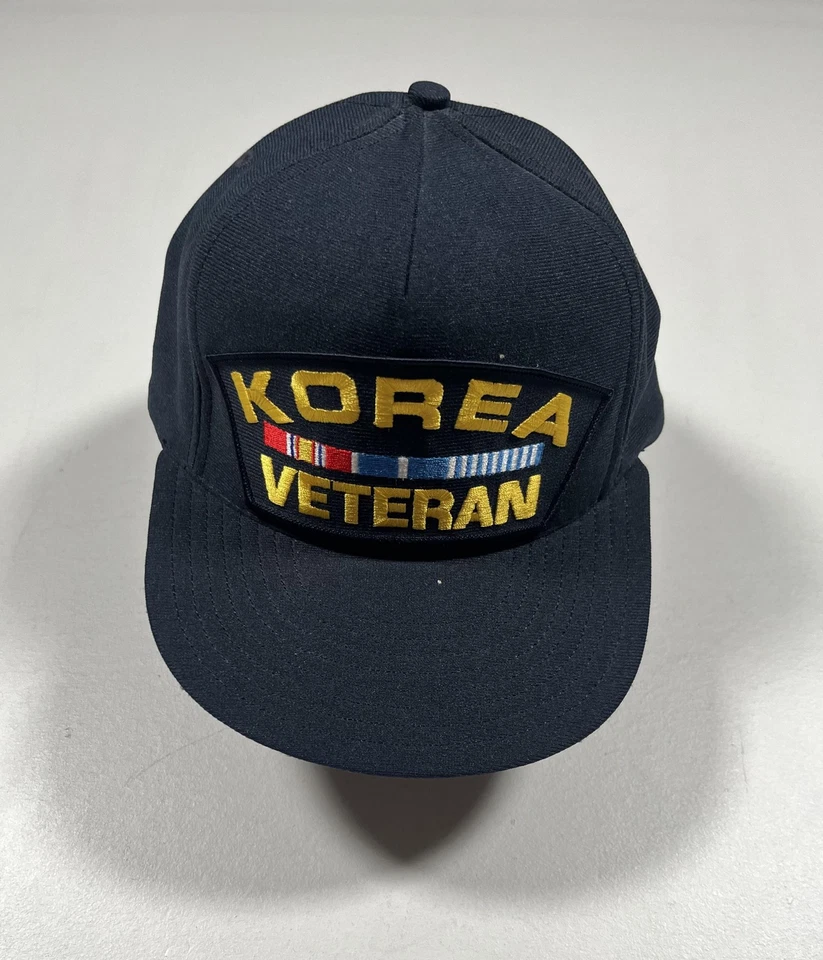 Boné chapéu veterano da Coreia Snap Back tamanho único brasão de águia marinho masculino feito nos EUA P/M - Imagem 1 de 4