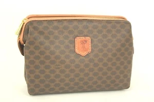 Authentic CELINE Leather Brown Pouch Accessories Purse Used Good Italy Vintage - Picture 1 of 22