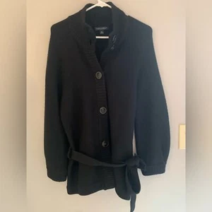 Banana Republic Damenpullover schwarz Merinowolle Langarm Knopf warm schwer M - Bild 1 von 10