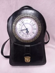 Working Clock Bag / Shoulder Bag /Backpack Black Steampunk Very Good Condition  - Picture 1 of 4