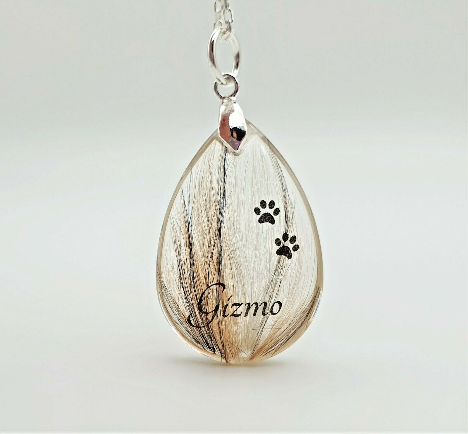 Pet Hair Keepsake Name Necklace Custom 