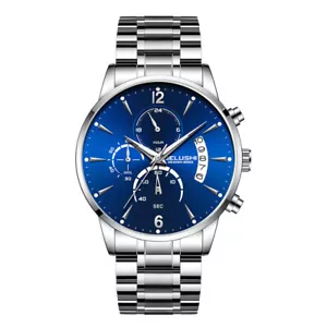 New Man Fashion Stainless Steel Waterproof 3-Eyes Day Quartz Wrist Watches - Picture 1 of 8