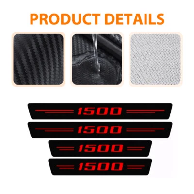 For Chevy Silverado 1500 Accessory Carbon Fiber Truck Door Sill Cover Protector Foto 1 de 4