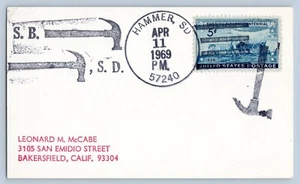 Hammer South Dakota SD Roberts Co 1969 4 Bar Fancy Cancel DPO 1915-1973 - Picture 1 of 2