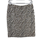 Kasper Skirt XL Pencil Cheetah Split Stretch Knit Pull On Elastic Waist Mid Rise