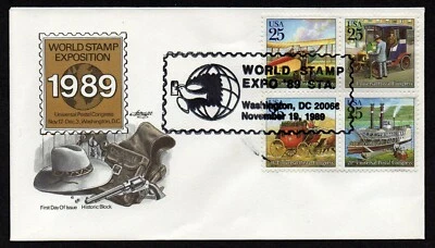 USA, SCOTT # 2434-2437A, ARTMASTER FDC COVER OF 1989 UNIVERSAL POSTAL CONGRESS - Image 1 of 2