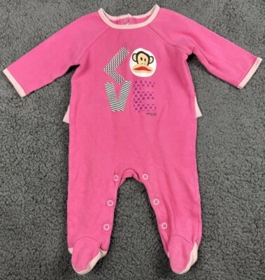 PEQUEÑO PAUL Bebé 3m Niña Pijama Mono Mono Conjunto Rosa Volantes Amor 3 Meses Foto 1 de 4
