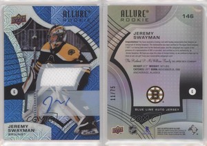 2021-22 Allure Rookies Blue Line Jersey /75 Jeremy Swayman #146 Rookie Auto RC